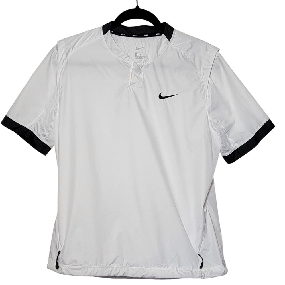 Nike Women's White Black Short‎ Sleeve Pullover Windshirt Golf Jacket Size M